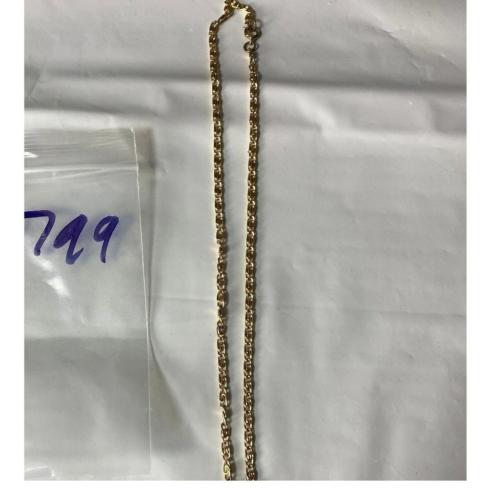 Gold Tone‎ Chain Necklace Purple Teardrop Crystal Pendant Vintage Style
